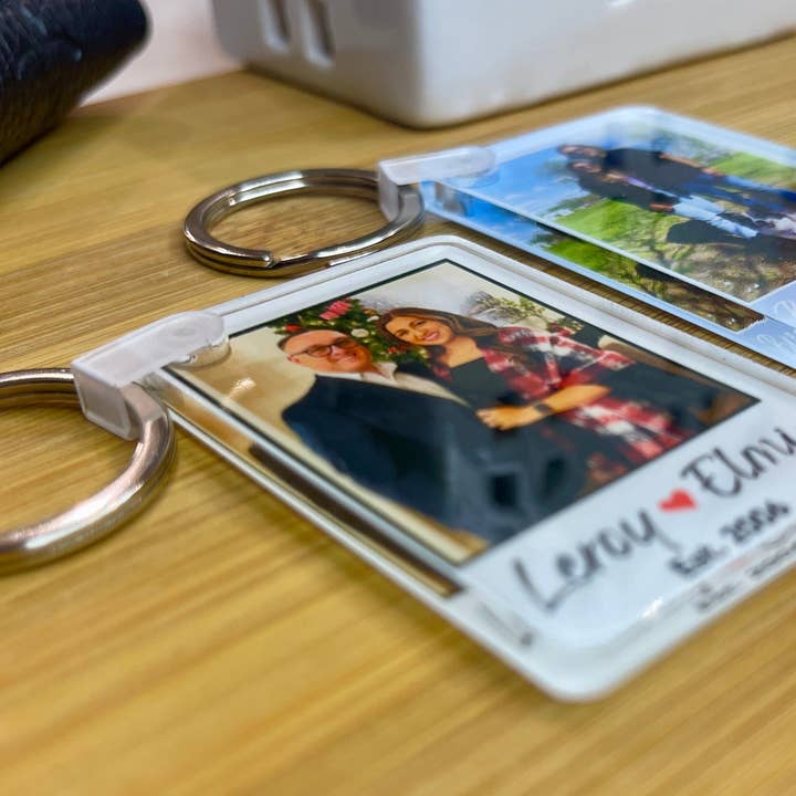 Custom Personalized Photo Keychain Wedding, Anniversary Gift for wholesale by The Print Genies