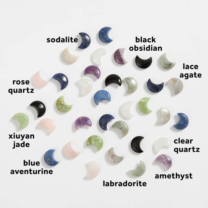 GeoCentral - Wholesale Spiritual Stone/Crystal - Assorted Carved Crystal Moons - 36 pcs 🌙6