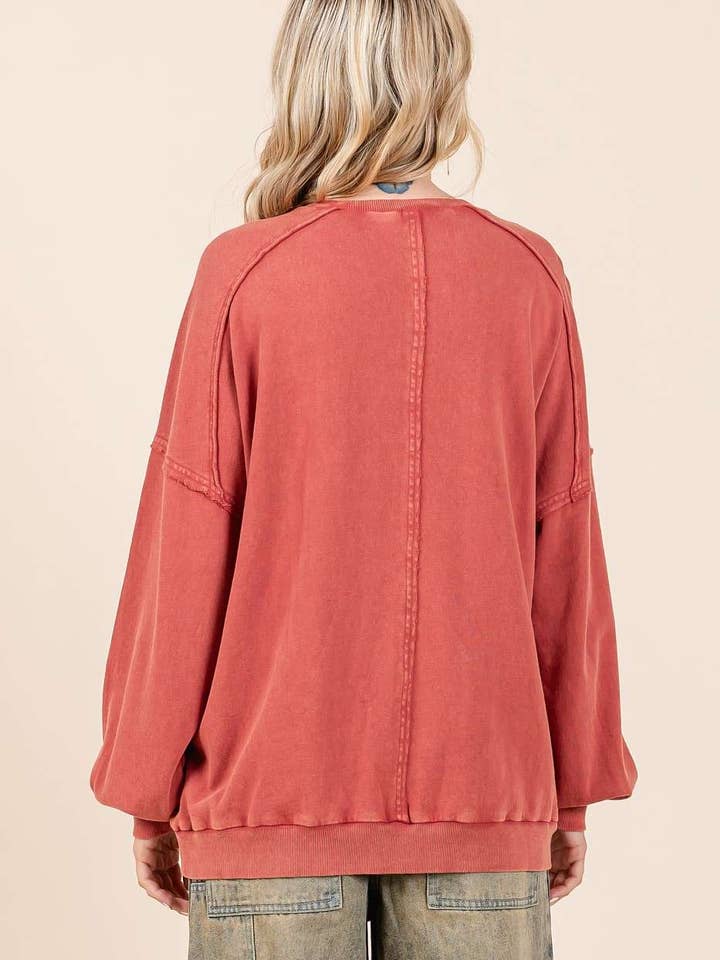 mittoshop - Wholesale Sweatshirt - Women's - VINTAGE TEXTILE FLOWER PATCH MINERAL WASH PULLOVER