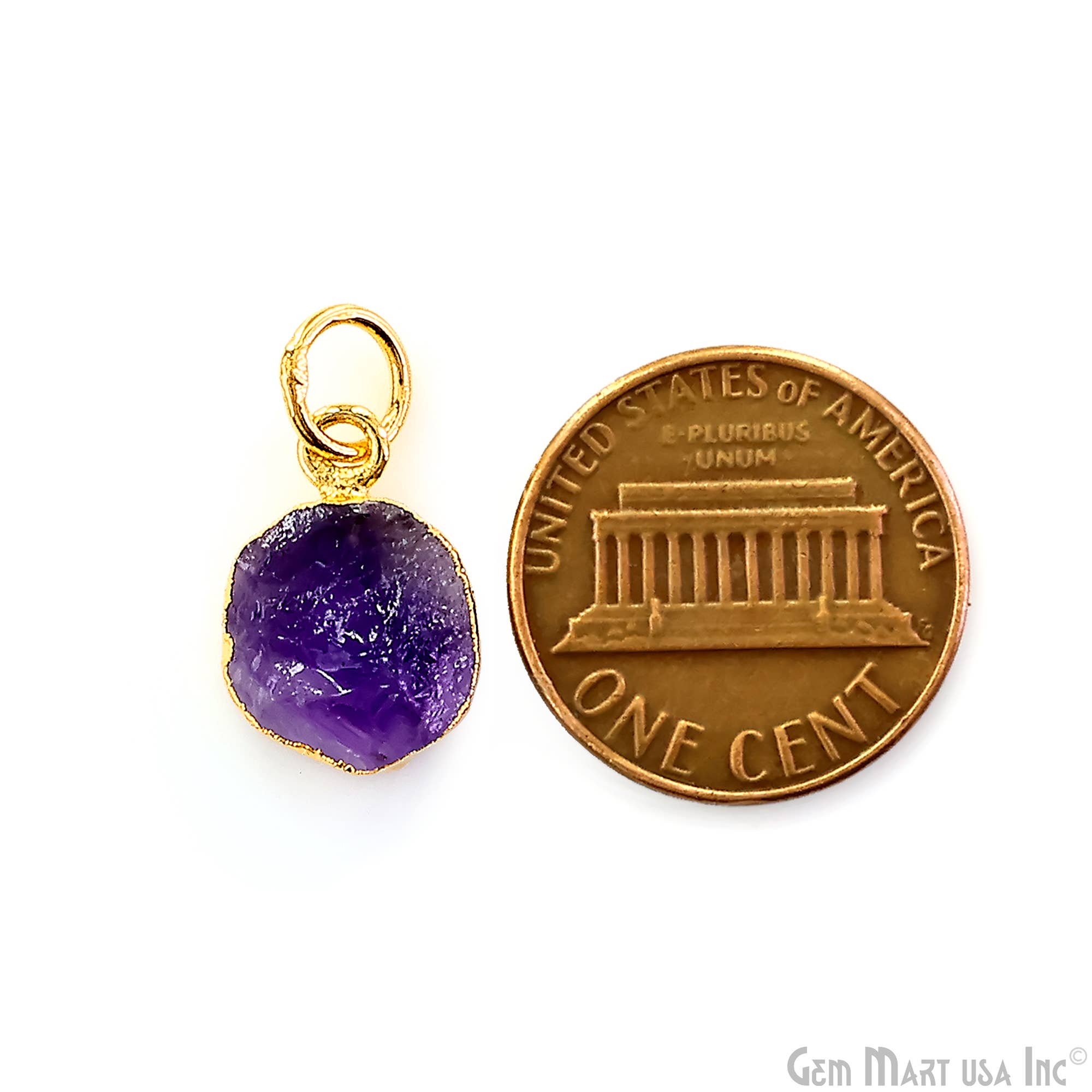 GemMartUSA - Wholesale Pendant/Charm Necklace - Rough Gemstone 16x10mm Gold Electroplated Single Bail Charm45