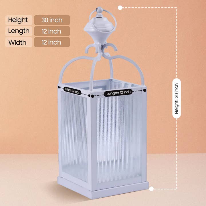 Handicrafts Home - Wholesale Lantern - Metal & Ribbed Glass Dome Lantern, Antique White2