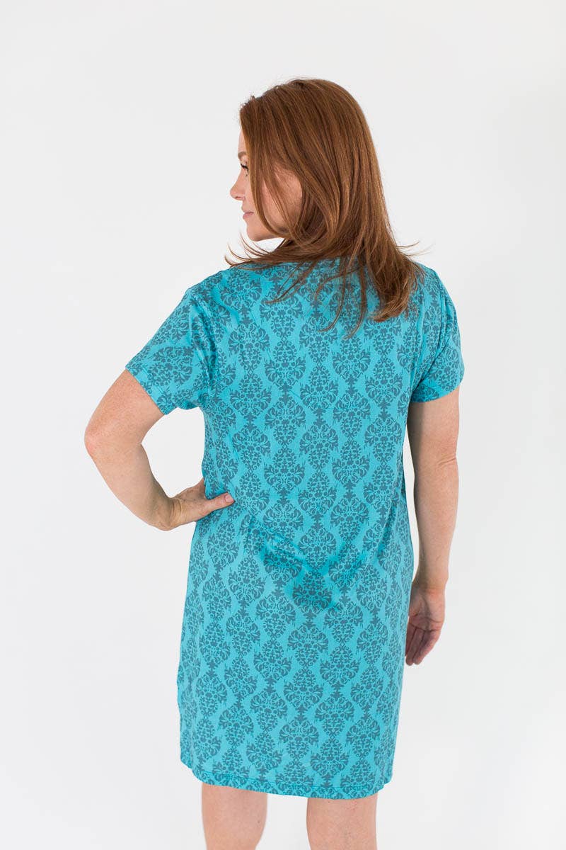 Aegean Apparel - Wholesale Robe - Women's - Damask Print Hacci Zip Robe2