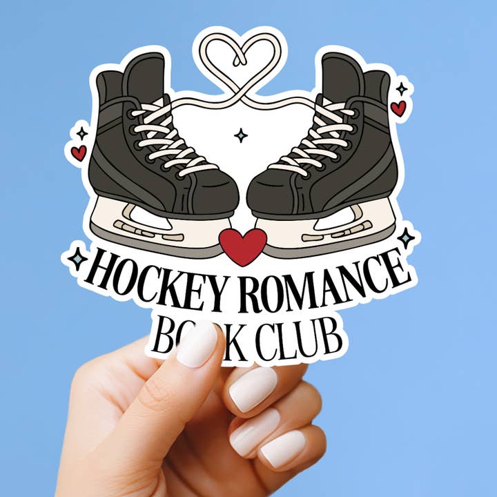 Autocollant en vinyle du club de lecture de romances de hockey pour la vente par Market by Mari
