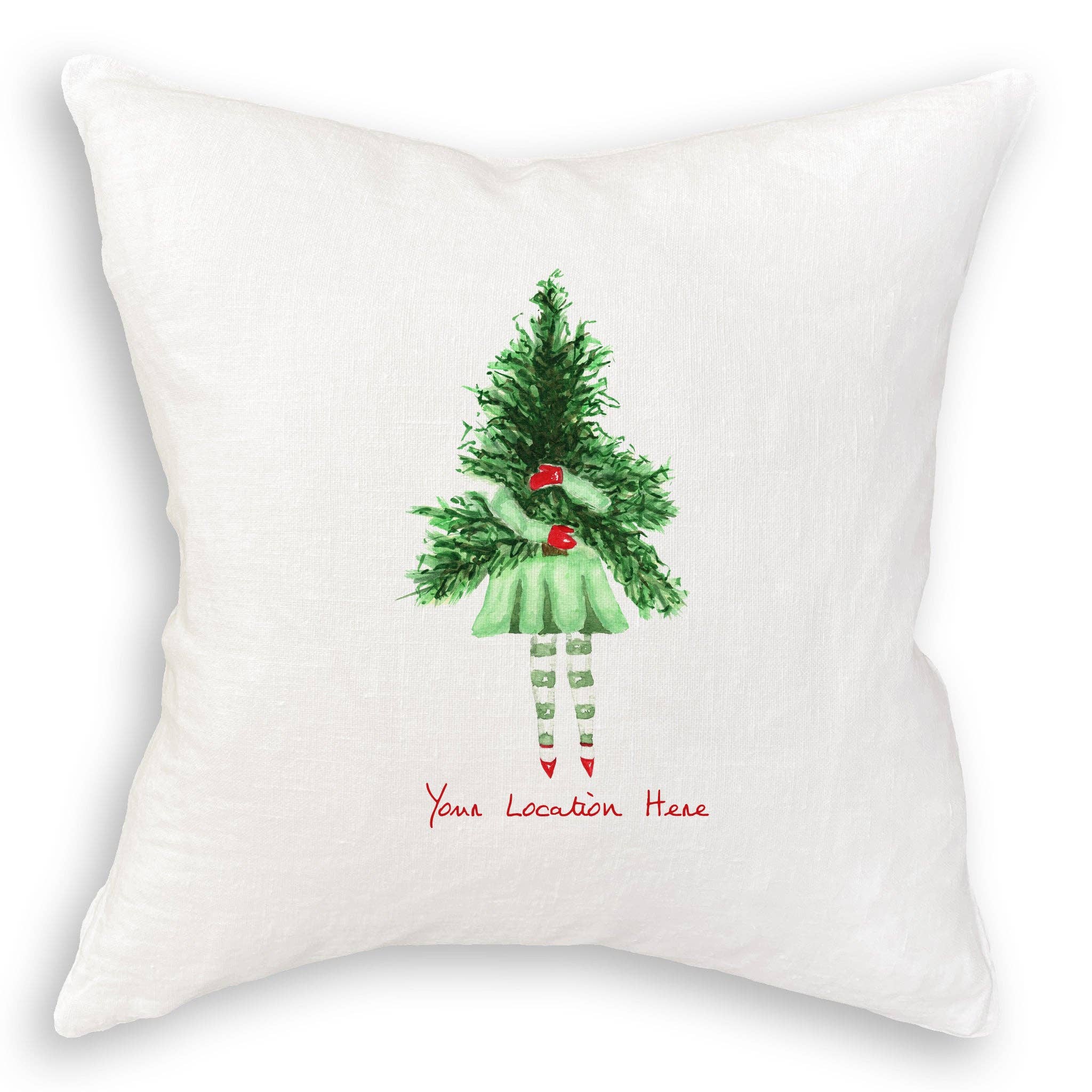 French Graffiti – wholesale Tea towel – Lady with Christmas Tree and Location11