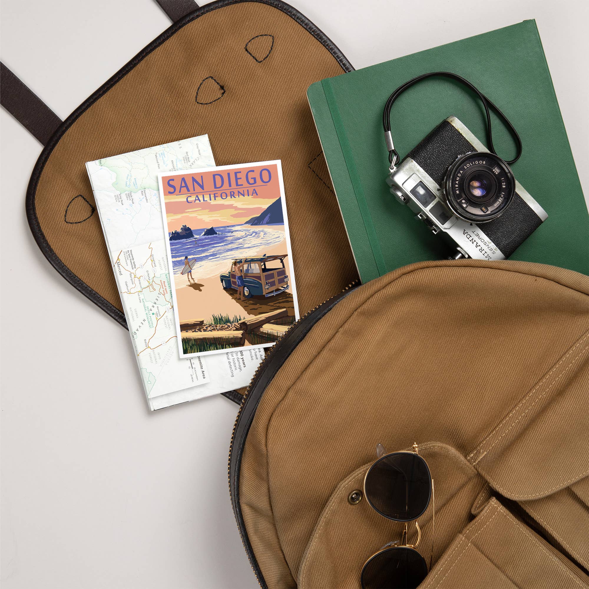 Lantern Press - Wholesale Postcard - PREMIUM POSTCARDS San Diego, California, Woody on Beach 25