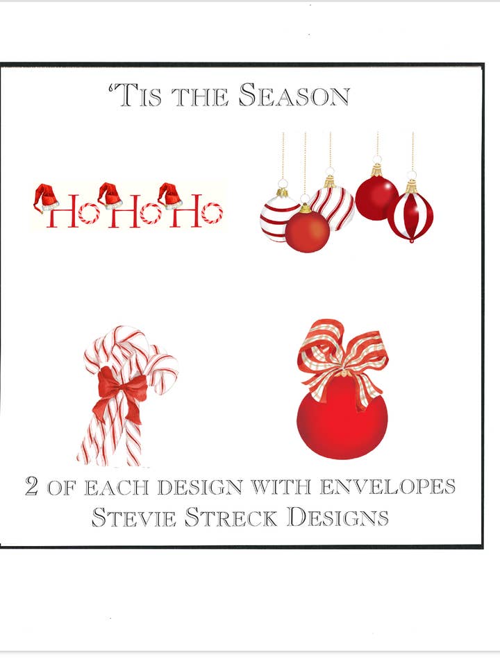 Note Cards Boxed - GBN 124W 'Tis the Season for wholesale by Stevie Streck Designs