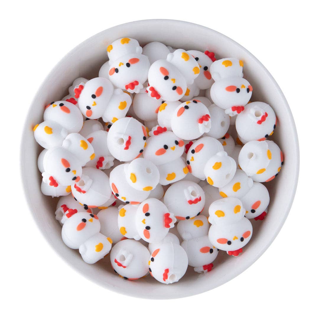 Cara & Co Silicone Craft Supply - Wholesale Craft Supplies - 3D Chicken Silicone Focal Beads