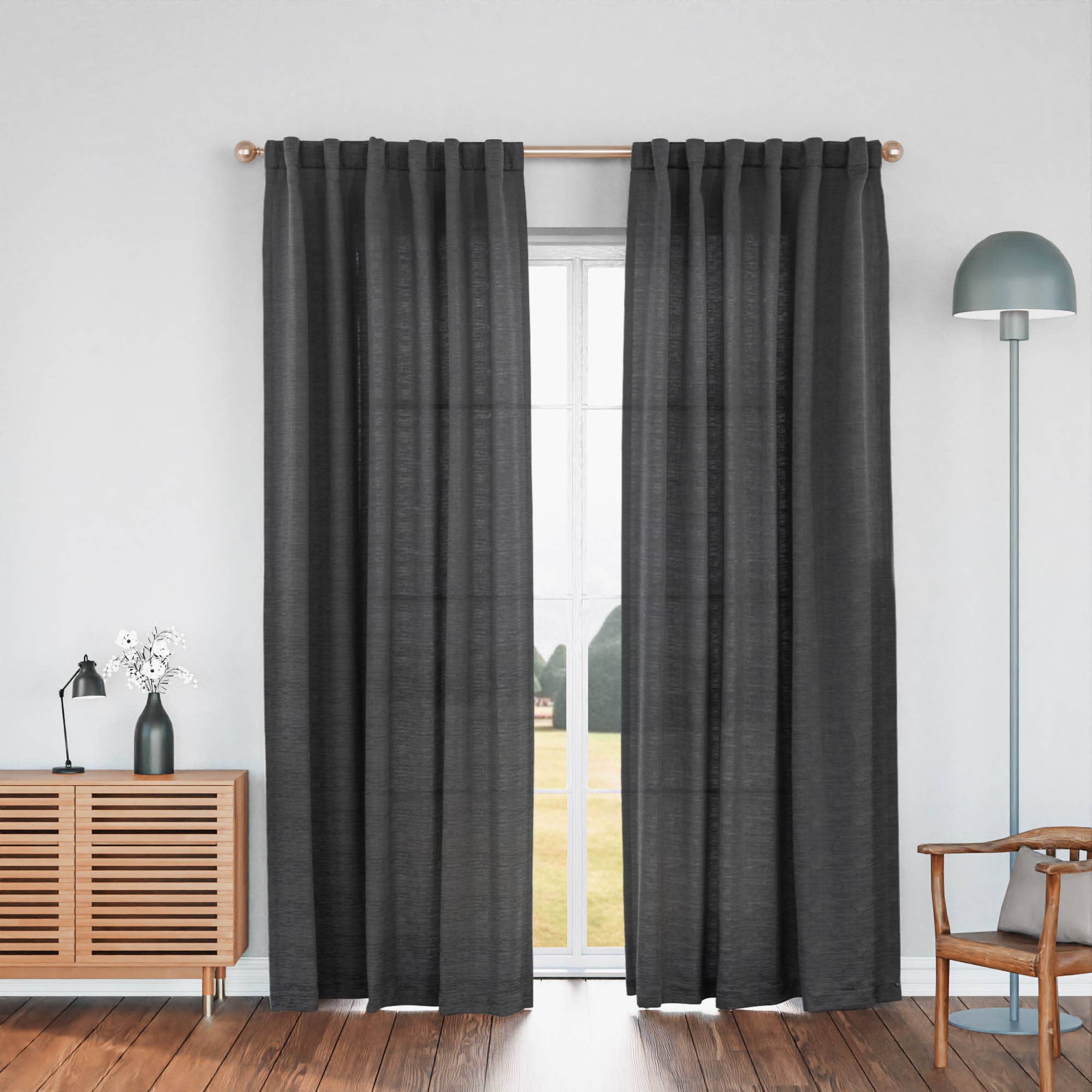 Awesome Home - Wholesale Curtain - Cotton Blend Light Filtering Back Tab Curtains (2 Panels)15