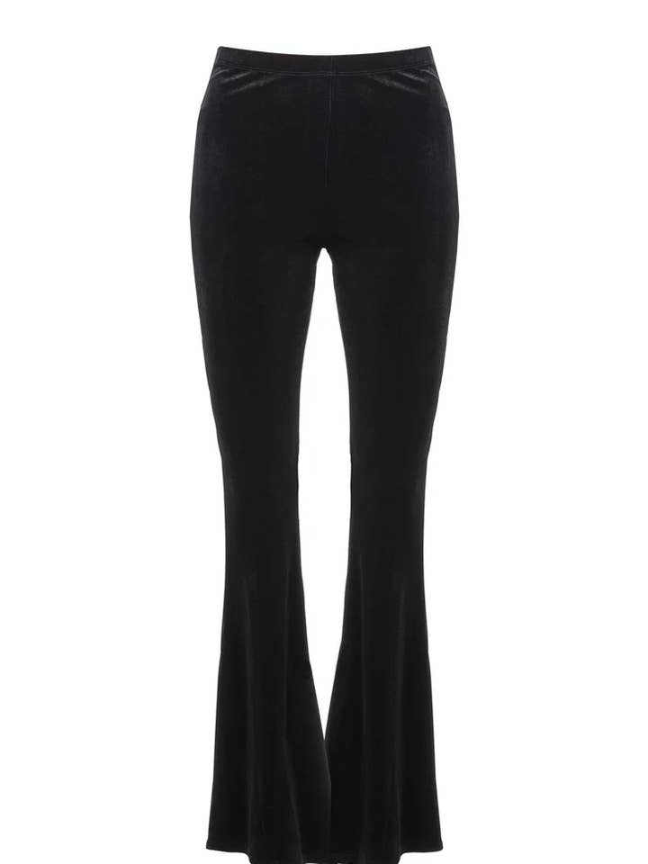 Black Velvet Bell Bottoms Flare Pants for wholesale by Pretty Attitude Clothing