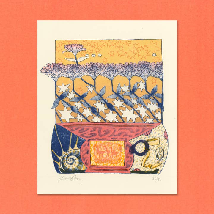 BearBear - Wholesale Art Print - Ancient Vase Zinnia Print2