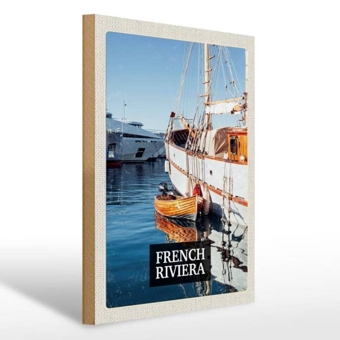 French Riviera Holiday Resort Retro Deco Sinal de viagem em madeira 30x40 cm por atacado de Femer