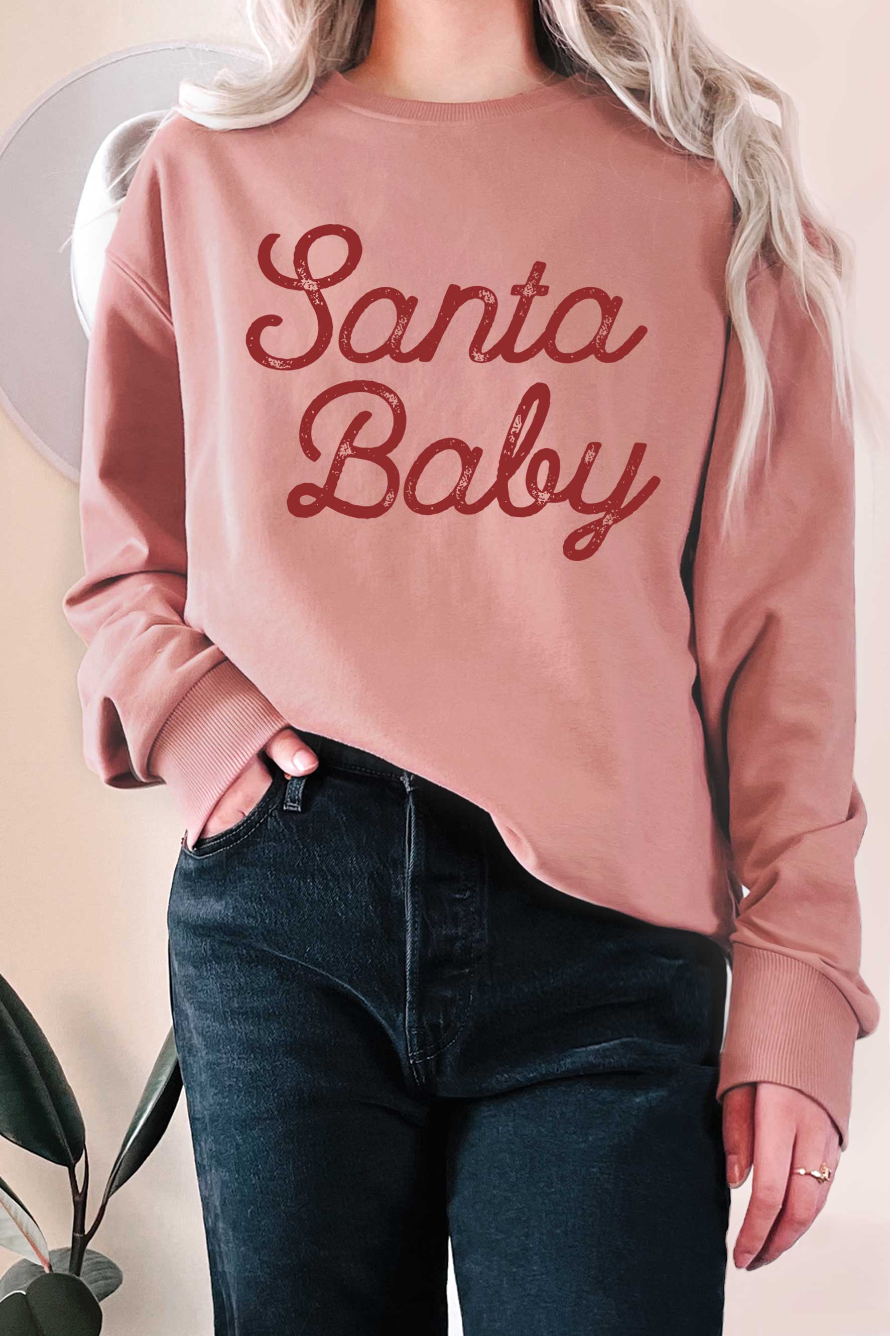 Rustee Clothing - Wholesale Graphic Sweatshirt - Women's - SANTA BABY PUFF GRAPHIC TERRY SWEATSHIRTS2