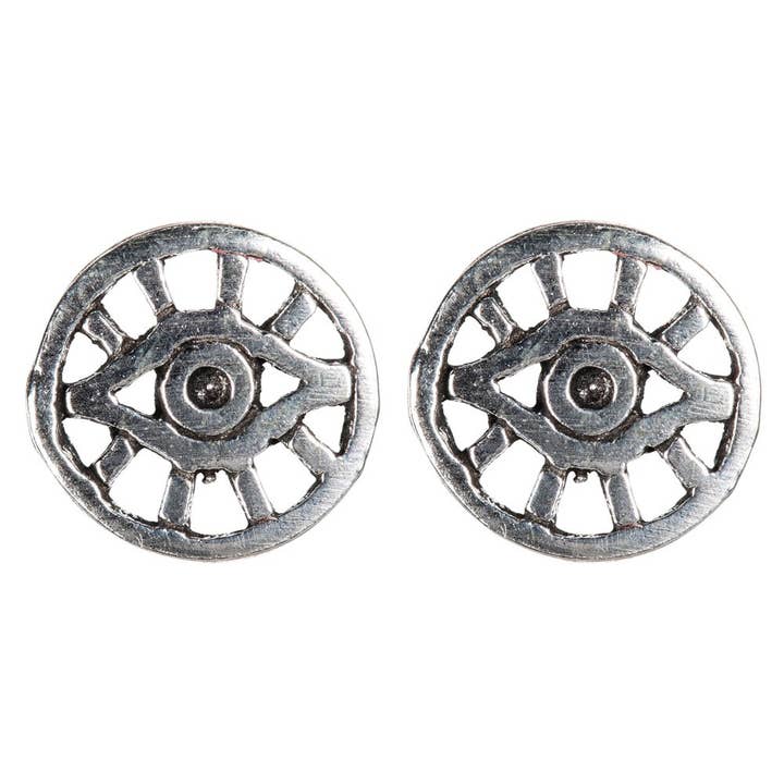 Benjamin International - Wholesale Stud/Post Earrings - Sterling Silver Round Evil Eye Earrings