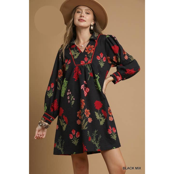 Vestido Tubo com Gola Floral por atacado de STYLE USA