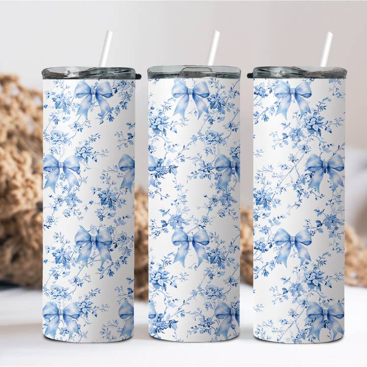 Copo Azul com Laços Coquette por atacado de Wicked Flower Creations