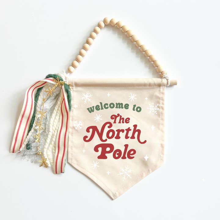 {Red & Green} Welcome To the North Pole Hang Sign for wholesale by Hunny Prints