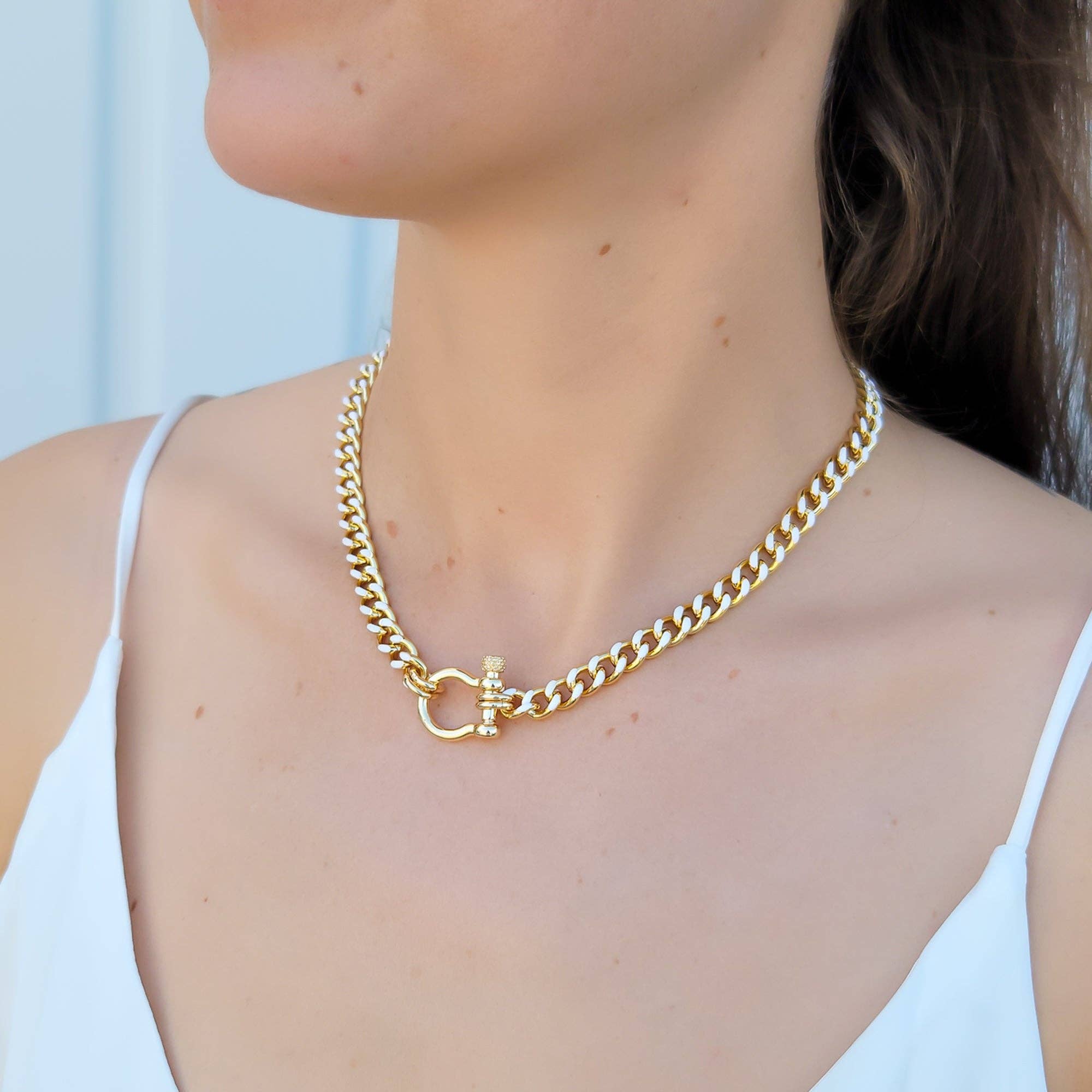 OMG Blings - Vente Collier maille et chaîne - ANK275 - Chaîne Gourmette Émaillée*6