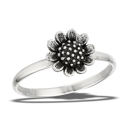 Silver Insanity - Wholesale Band/Stacked Ring - Sterling Silver Sunflower Ring0