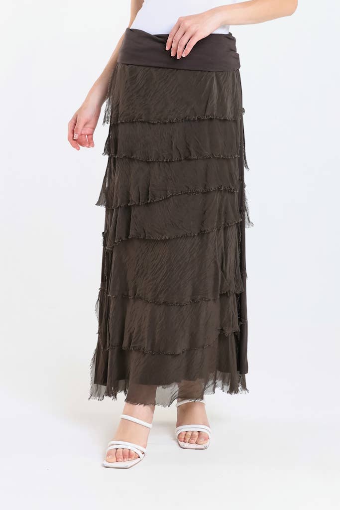 TINA Stephens Italy/Tees By Tina - Wholesale Skirt - Women's - Elisa Silk Ruffle Skirt (SL201)22