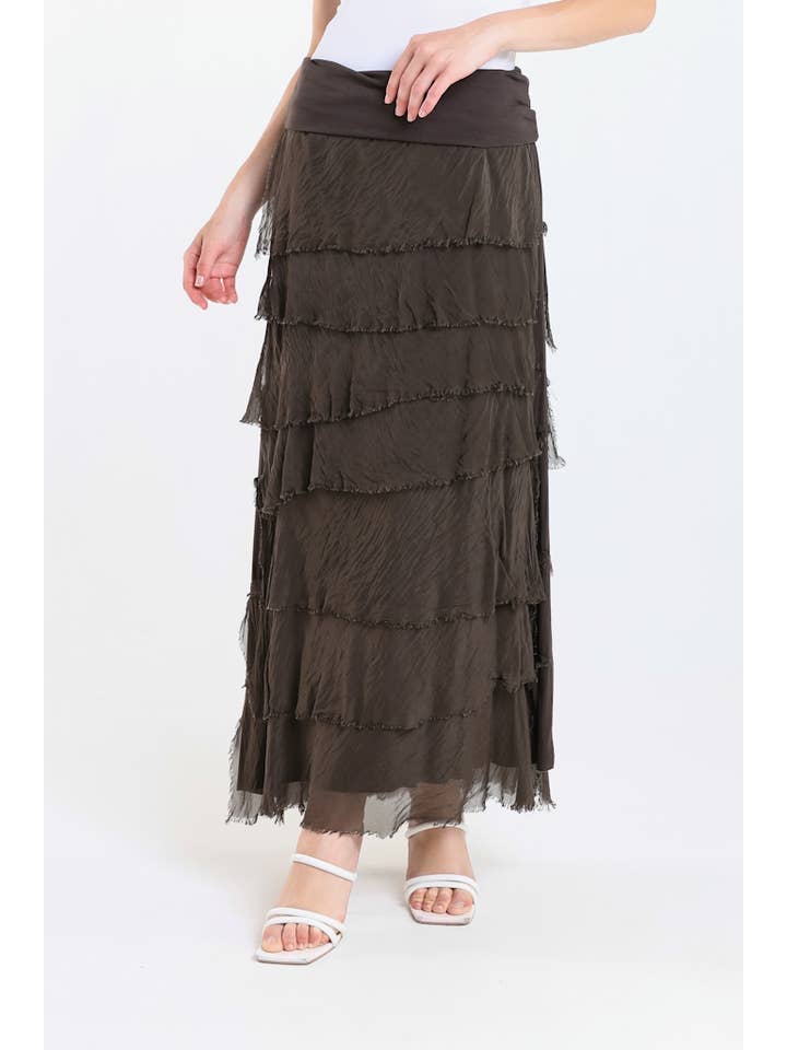 TINA Stephens Italy/Tees By Tina - Wholesale Skirt - Women's - Elisa Silk Ruffle Skirt (SL201)22