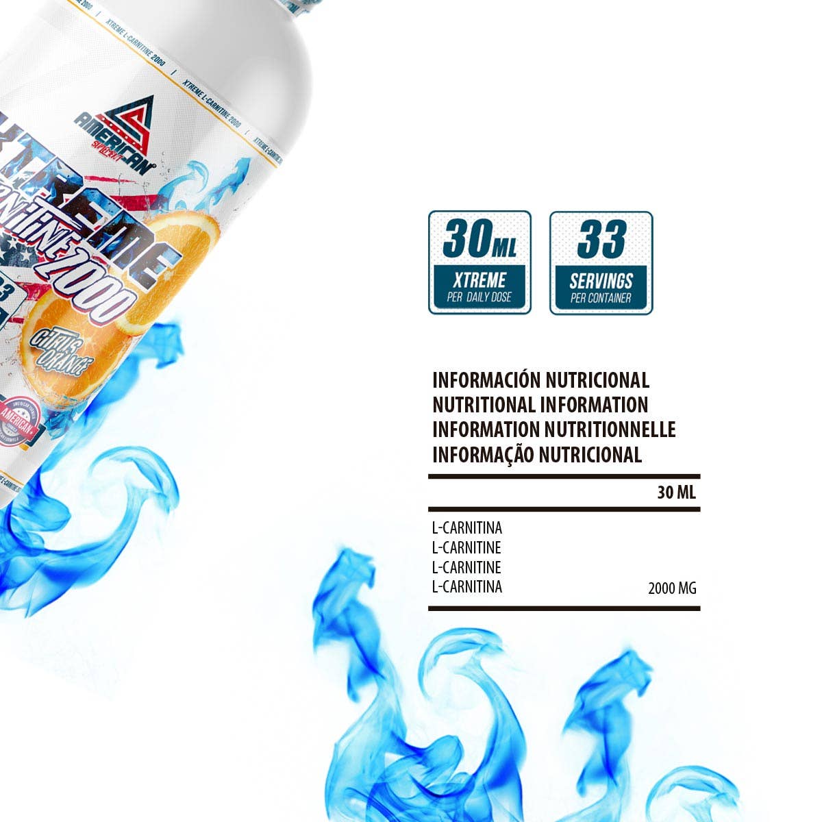 AMERICAN SUPLEMENT S.L. - Wholesale Oral Supplement/Vitamin - American Supplement | Extreme L-Carnitine 2000 orange | 1L3