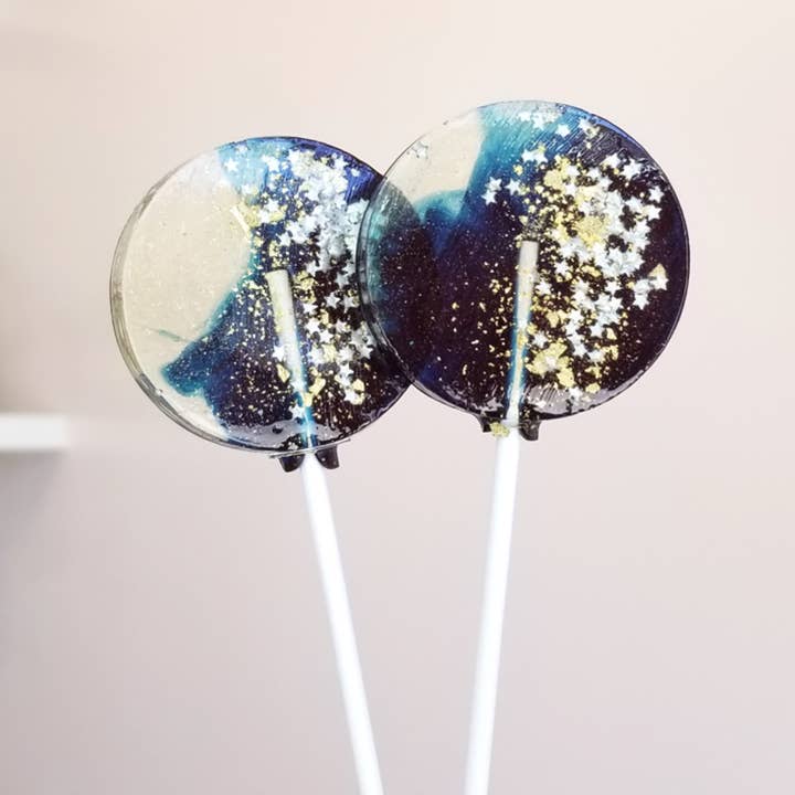 Sweet Caroline Confections – wholesale Lollipop – Navy Star Galaxy Lollipops, Blueberry Flavor, 10/Case