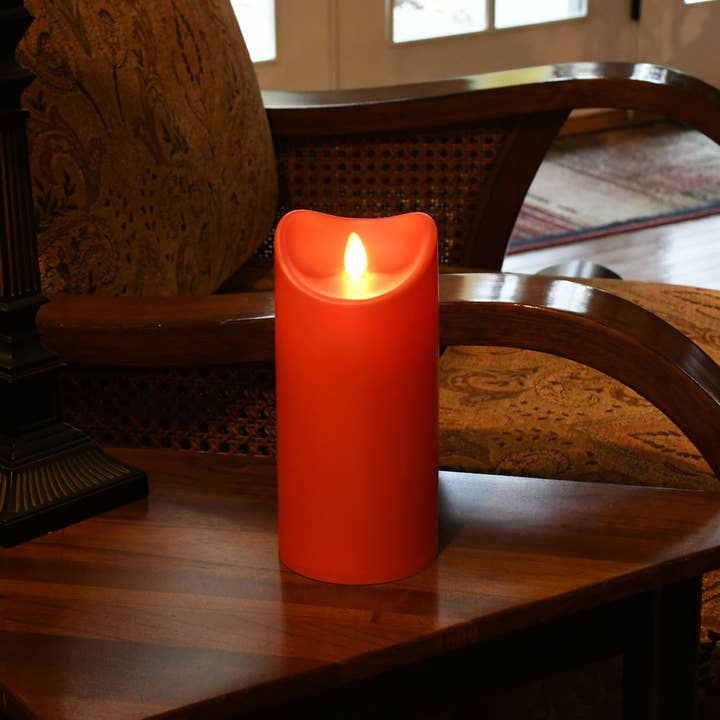 LumaBase - Wholesale Flameless Candle - Battery Operated 5" Red Pillar Candle with Moving Flame