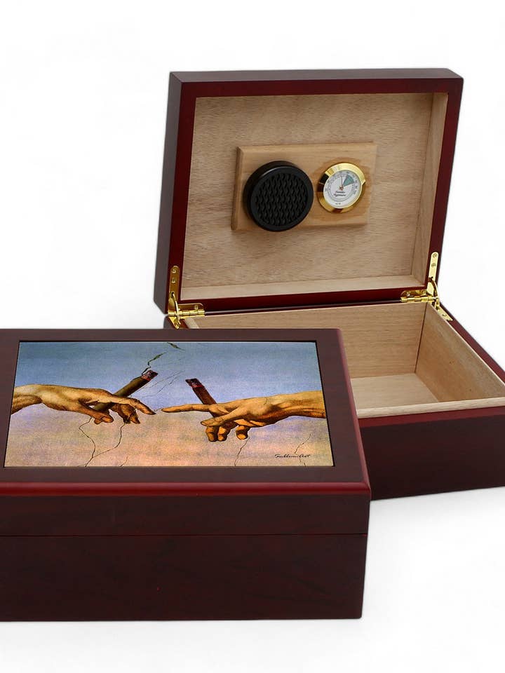 ZIGARREN-HUMIDOR-BOX: Luxus Mahagoni Satin-Finish, vollständig mit Zedernholz ausgekleidet - CreationAdam für den Großhandel von SublimArt