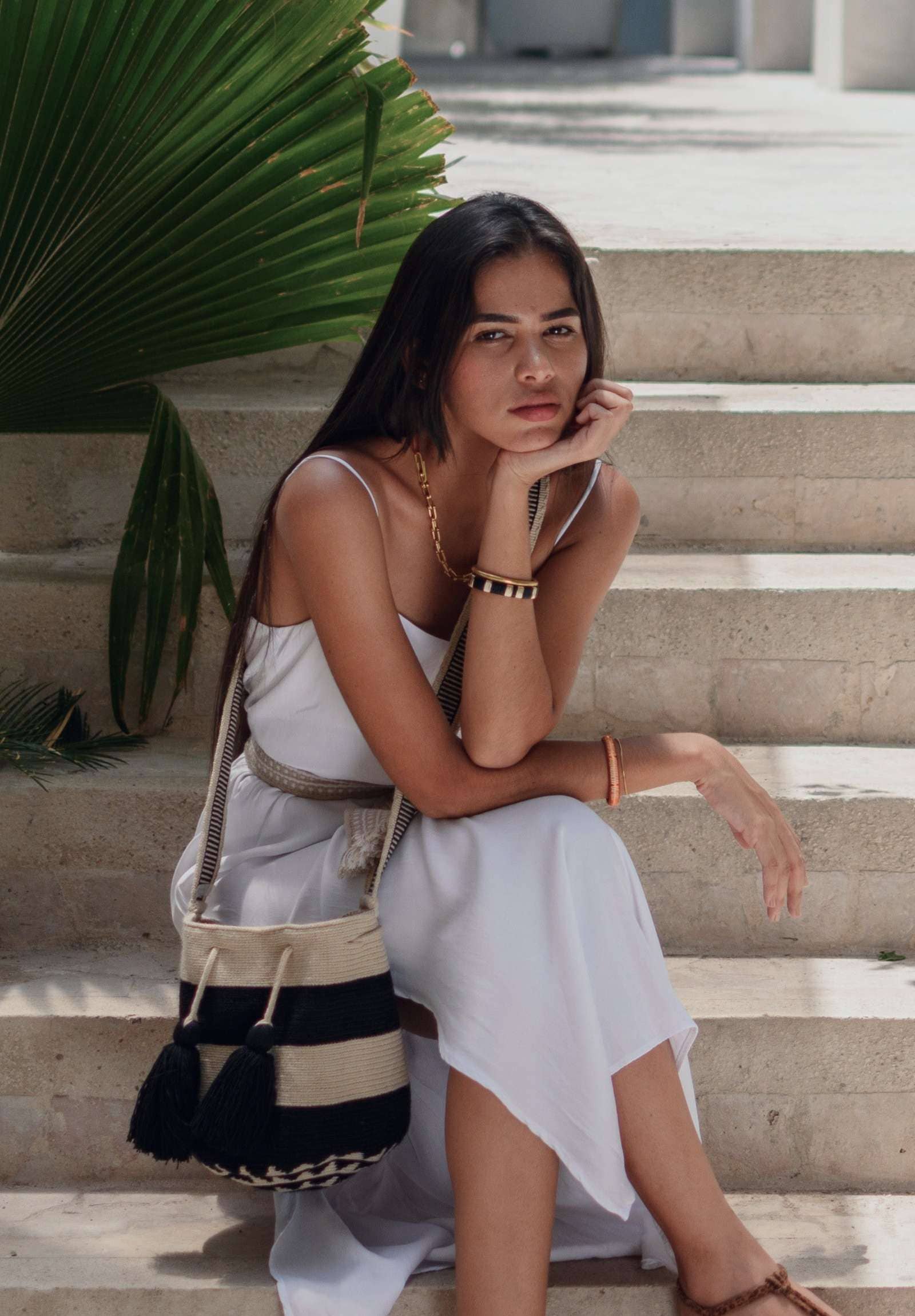 Lombia + Co. - Vente Sac à bandoulière – femme - Sac à mochila WAYUU à rayures classique (diadème taille M)5