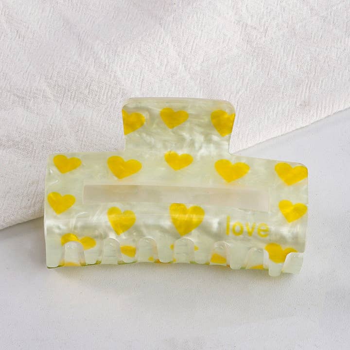 NINEXIS - Wholesale Hair Clip - Women's - CWAHA1610_CHERRY HEART STRAWBERRY RECTANGLE HAIR CLAW CLIP