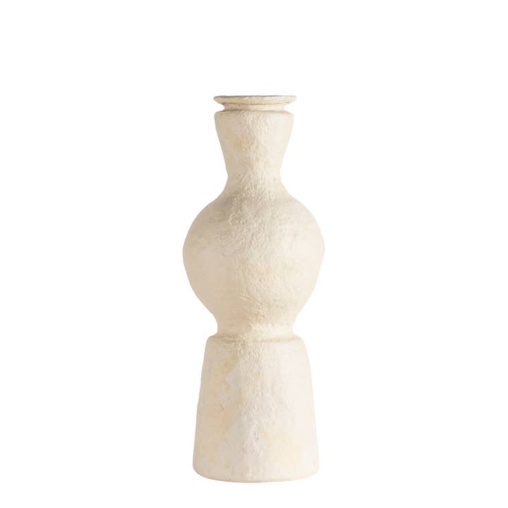 Fluted Paper Mache Tan Vase H 33" for wholesale by BIDKhome