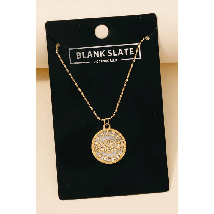 Stainless Steel Studded Evil Eye Pendant Necklace for wholesale by Anarchy Street