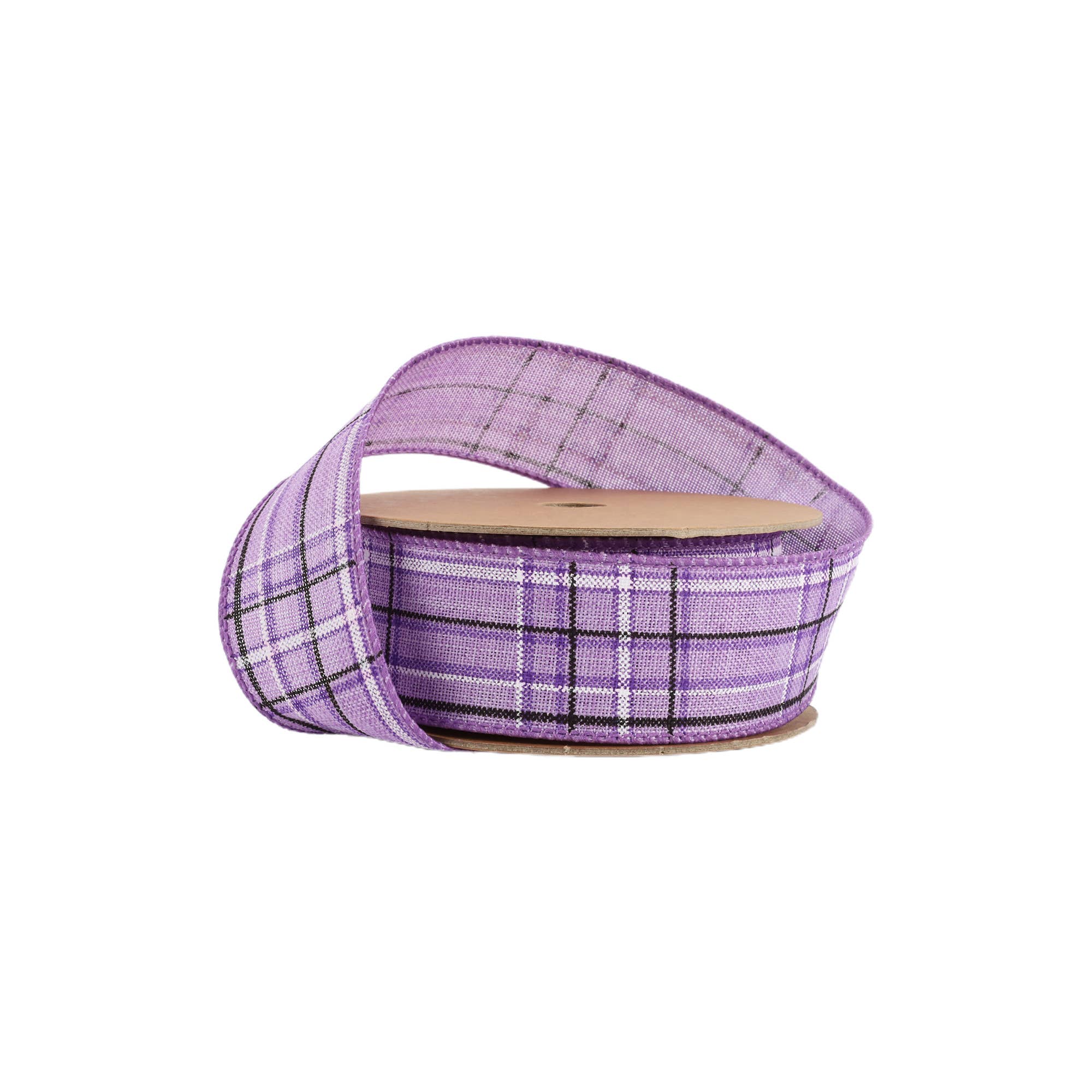 LA Ribbons Wholesale - Wholesale Ribbon - Gift Wrapping - Wired Ribbon | Purple/Spring Plaid | 10 Yard Roll0
