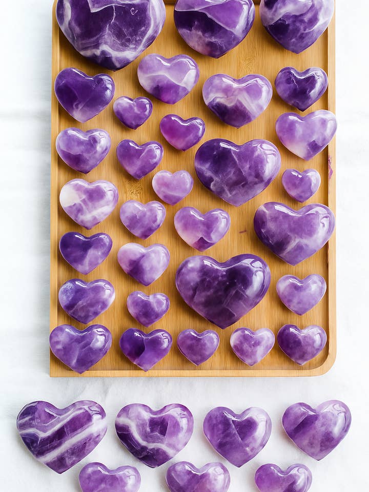 Dream Chevron Amethyst Crystal Heart 3cm for wholesale by Moon Rituals