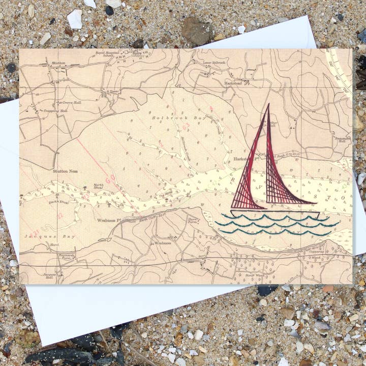 Holbrook Sailing Boat Greetings Card for wholesale by NaviStitch