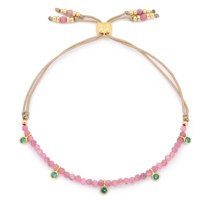 Holly guld och rosa turmalin pärlarmband för wholesale av Boho Betty