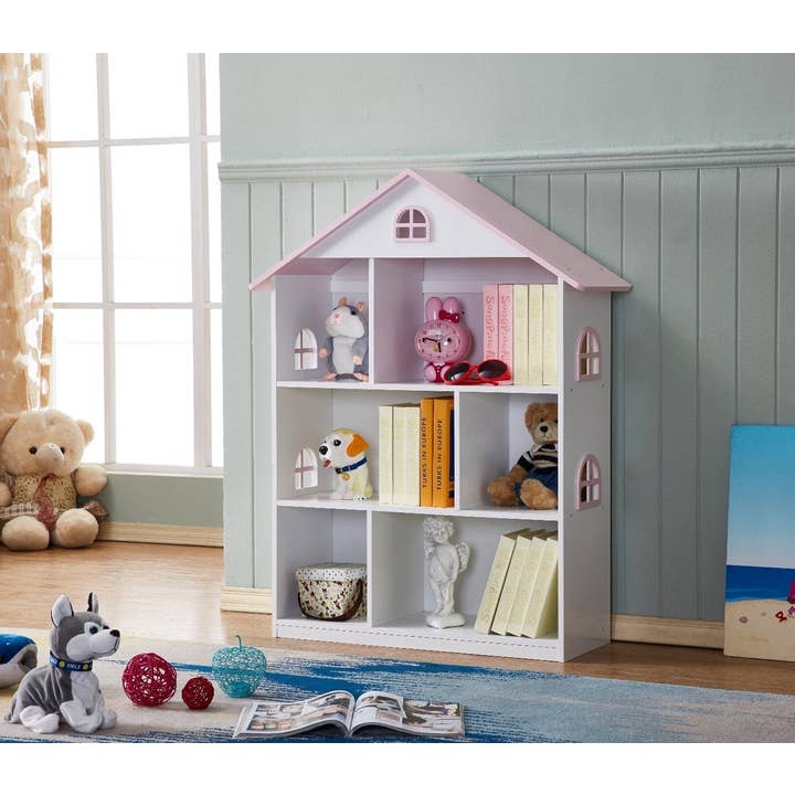 Greenwestons – wholesale Bookcase – Kids Dollhouse Bookshelf - Pink Doll House