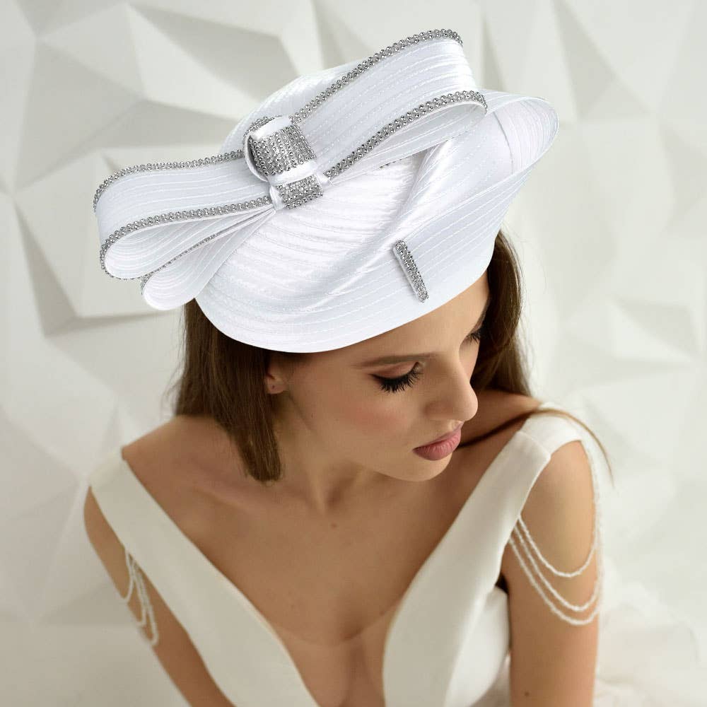 Sensibling Corp. - Wholesale Fascinator Hat - Women's - Rhinestone Rim Bow Church Dressy Hat
3
