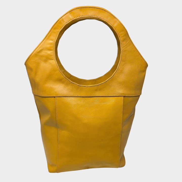Cabas en cuir Bob Jaune Canari pour la vente par Artisan Stories