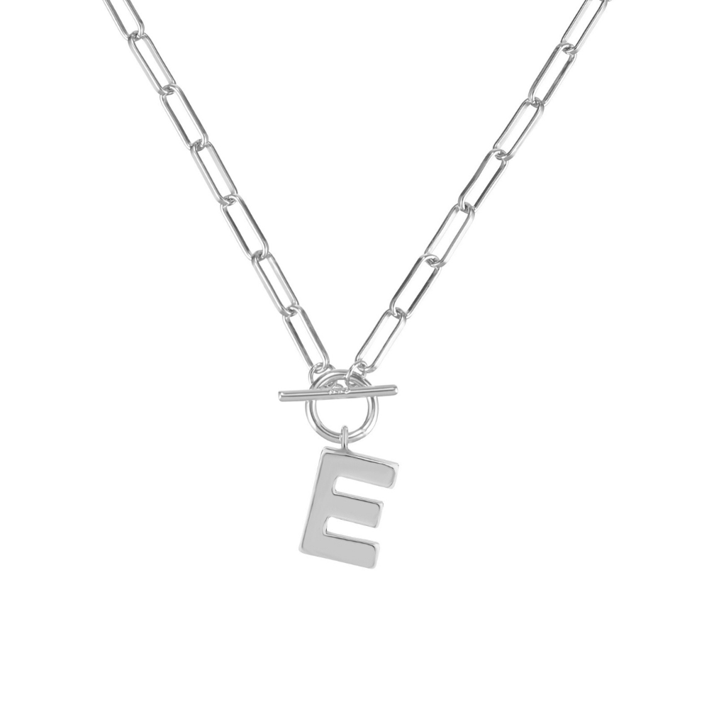 Natalie Wood Designs - Wholesale Pendant/Charm Necklace - Toggle Initial Necklace Pre-Pack, Silver8