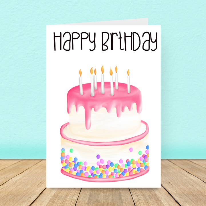 Pink Sprinkle Cake Birthday Card for wholesale by Peach and Mimi