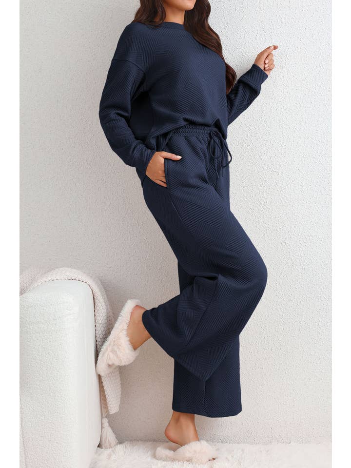 LA Society - Wholesale Lounge Set - Women's - Multicolor Ultra Loose Textured 2pcs Slouchy Outfit (S-XL)