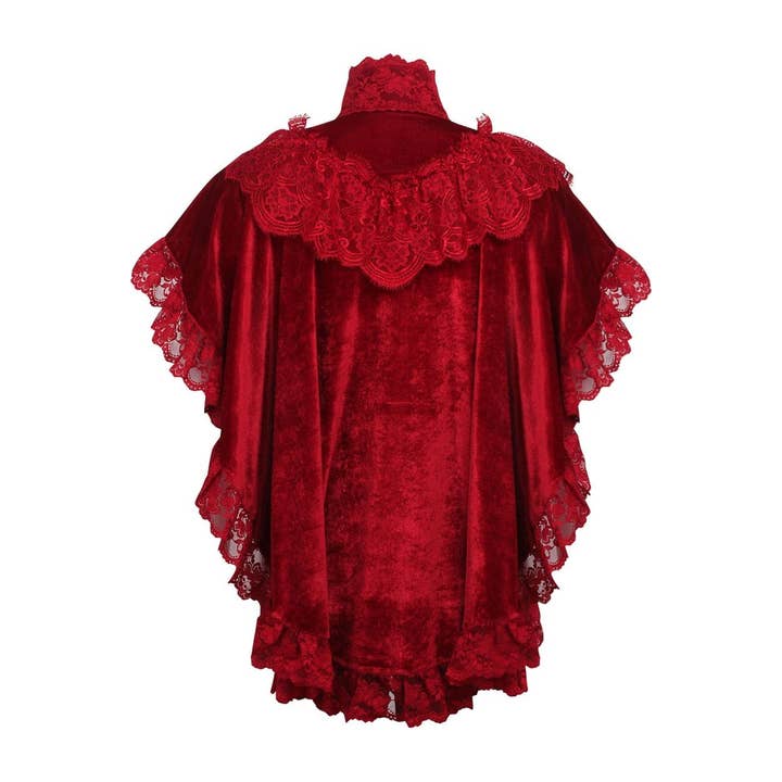 Daisy Corsets - Wholesale Capelet - Women's - Dark Red Velvet & Lace Capelet