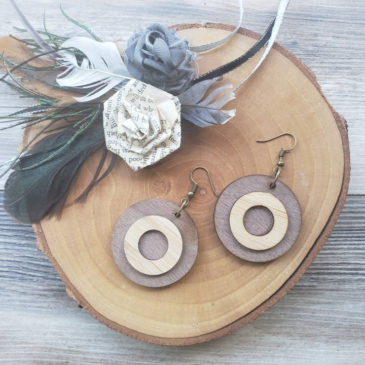 Gone Rogue Boutique - Wholesale Dangle Earrings - Walnut and bamboo dangly earrings1