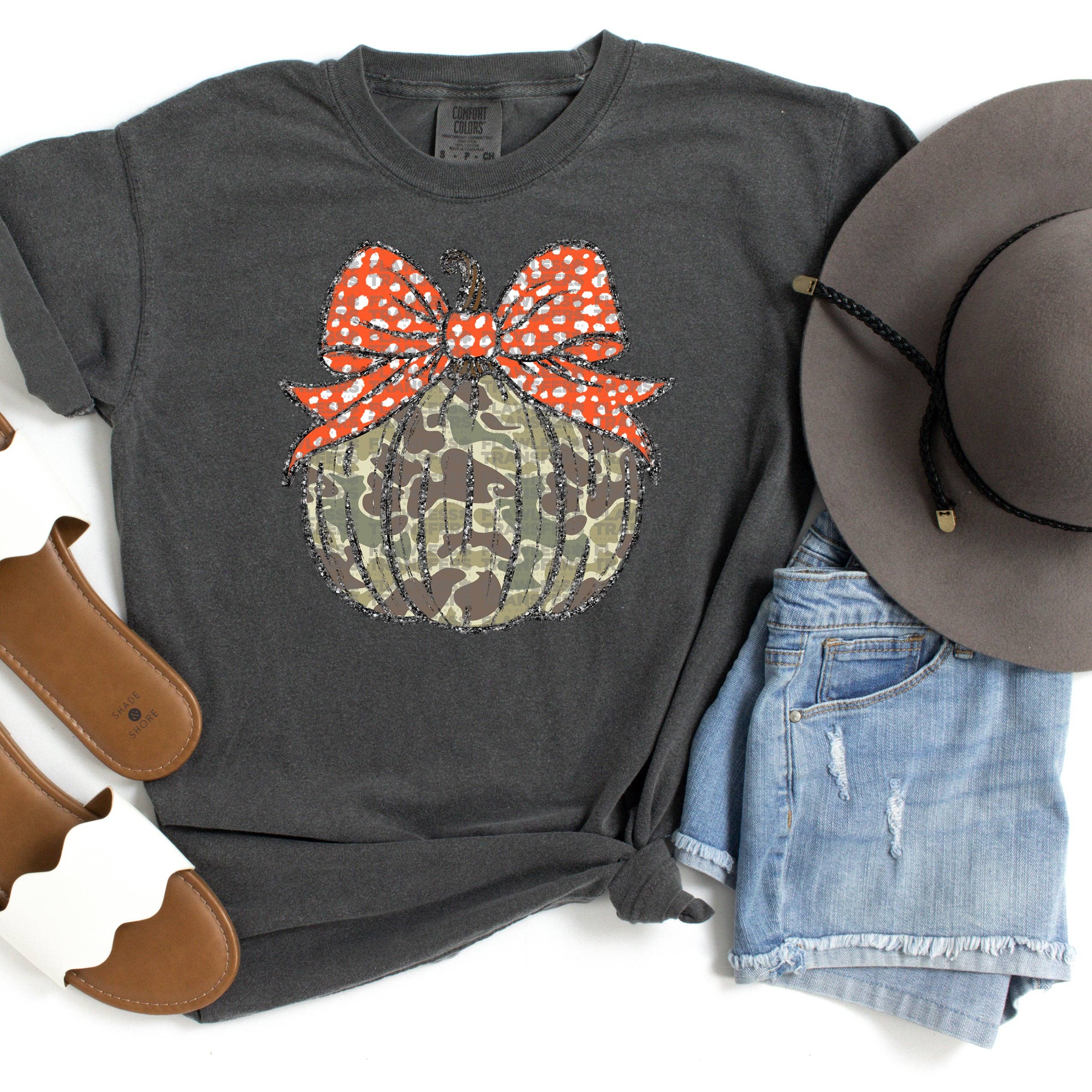 Flawless Transfers – Großhandel Sublimationsrohling – Mädchen Herbst Kürbis Tarnmuster Coquette Schleife - Design 4 DTF Transfer0