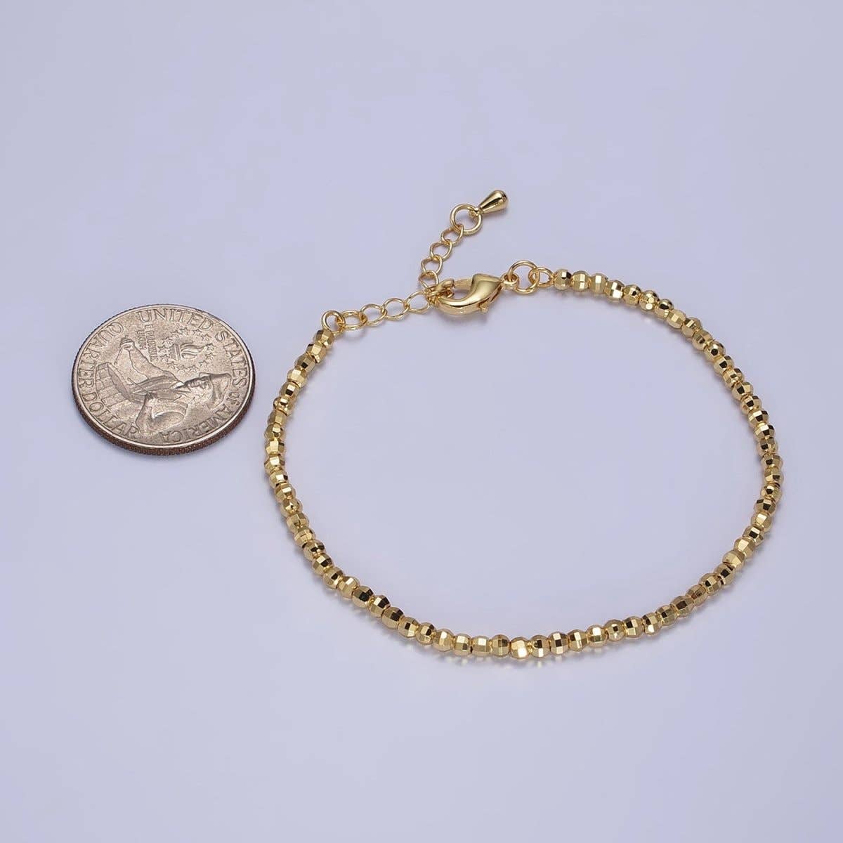 Aim Eternal – wholesale Link & chain bracelet – 2.5mm, 3.5mm Gold, Silver Multifaceted Disco Ball Round Bead 7 Inch Chain Bracelet | WA-1572 - WA-1575 Clearance Pricing3