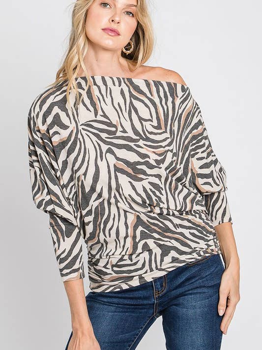 Animal Print Ruched Side Top: WT5823 for wholesale by GeeGee x Lovelo