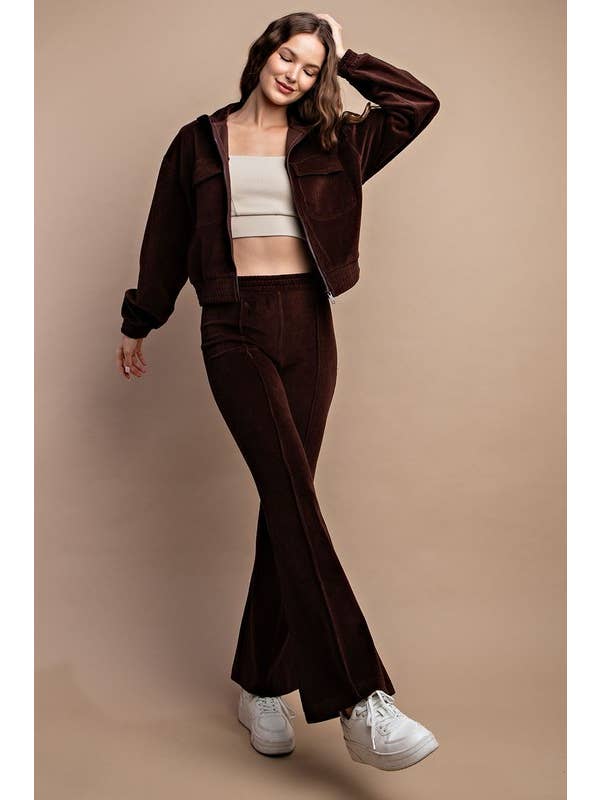 Sunday Morning - Wholesale Jacket - Women's - J903037 Corduroy Cropped Mock Neck Jacket