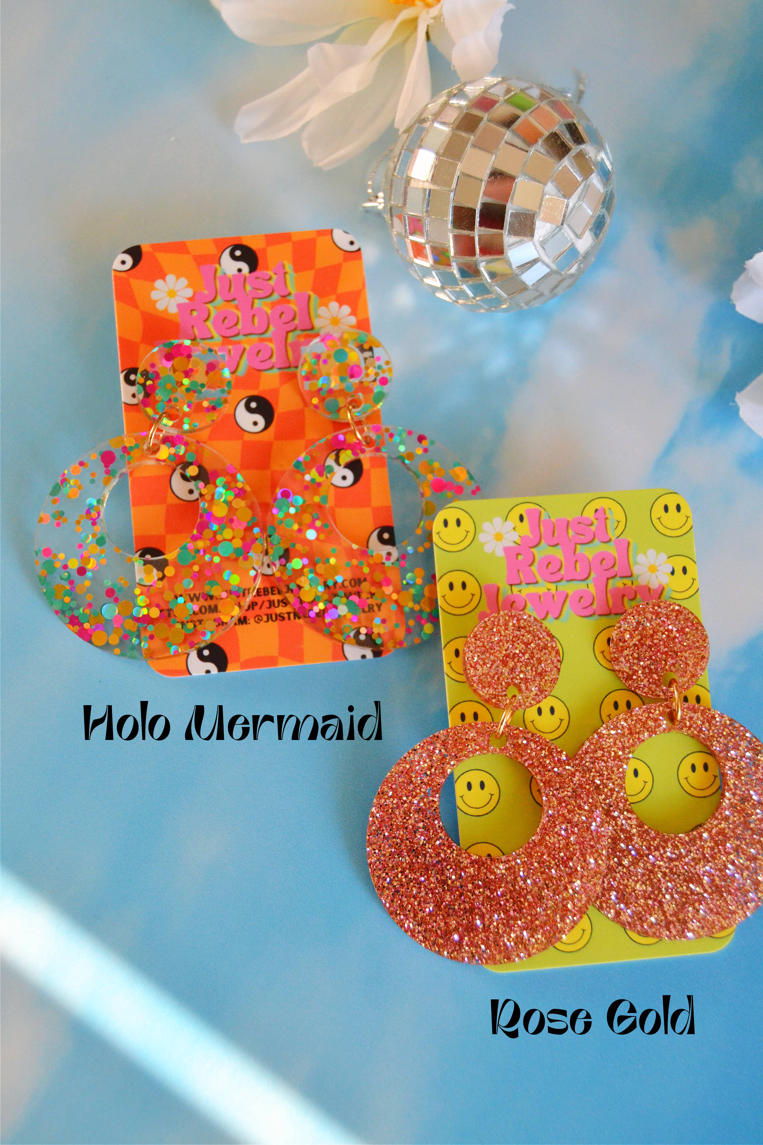 Rebel Disco Designs - Wholesale Hoop Earrings - Acrylic Retro Glittery Go-Go Mod Circle Hoop Earrings5