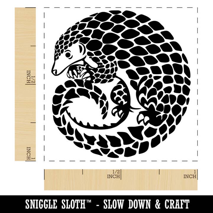 Sniggle Sloth - Wholesale Rubber/Decorative Stamp - Curled Cute Pangolin Self-Inking Rubber Stamp Ink Stamper